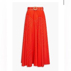 Zimmermann Belted polka-dot silk crepe de chine midi skirt